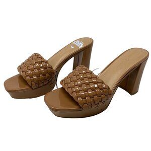 NEW Rachel Zoe Womens Gabrielle Tan Heel Sandals Woven‎ Texture Size 8.5 NWOT